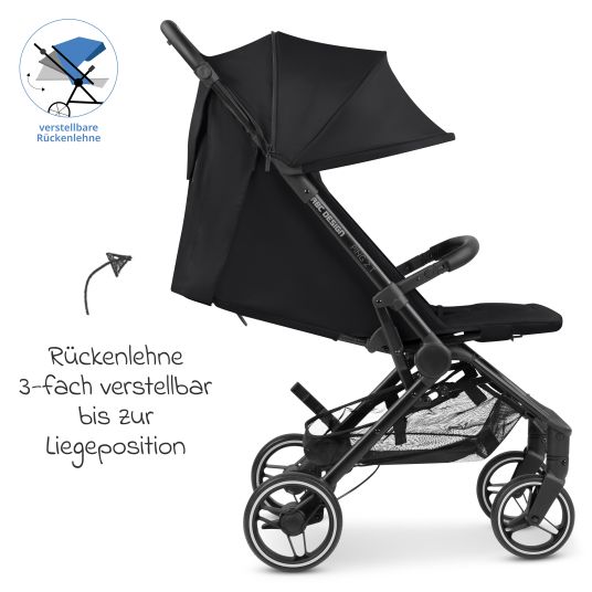 ABC Design Buggy & pushchair Ping Two Trekking incl. Reboarder Pearl Pro 2 - with flat reclining position, carrycot & shoulder strap - Ink