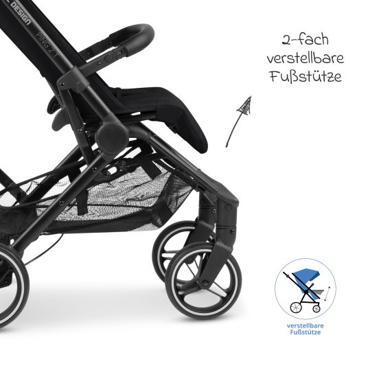 ABC Design Buggy & pushchair Ping Two Trekking incl. Reboarder Pearl Pro 2 - with flat reclining position, carrycot & shoulder strap - Ink