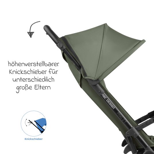 ABC Design Buggy & Sportwagen Ping Two Trekking inkl. Reboarder Pearl Pro 2 - mit flacher Liegeposition, Transporttasche & Tragegurt - Olive