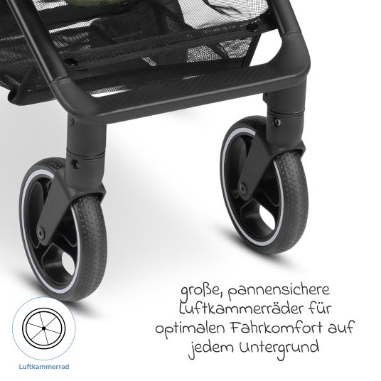 ABC Design Buggy & Sportwagen Ping Two Trekking inkl. Reboarder Pearl Pro 2 - mit flacher Liegeposition, Transporttasche & Tragegurt - Olive