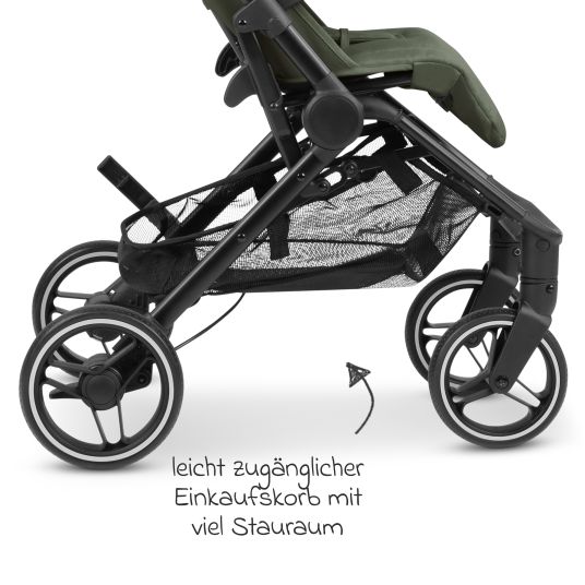 ABC Design Buggy & pushchair Ping Two Trekking incl. Reboarder Pearl Pro 2 - with flat reclining position, carrycot & shoulder strap - Olive