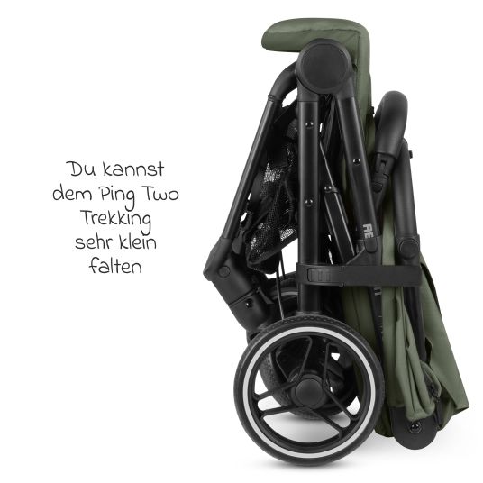 ABC Design Passeggino e carrozzina Ping Two Trekking incl. Reboarder Pearl Pro 2 - con posizione reclinabile in piano, navicella e tracolla - Olive