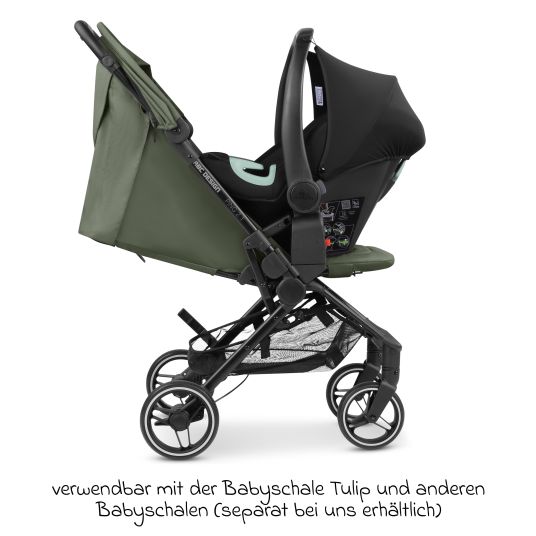 ABC Design Buggy & pushchair Ping Two Trekking incl. Reboarder Pearl Pro 2 - with flat reclining position, carrycot & shoulder strap - Olive