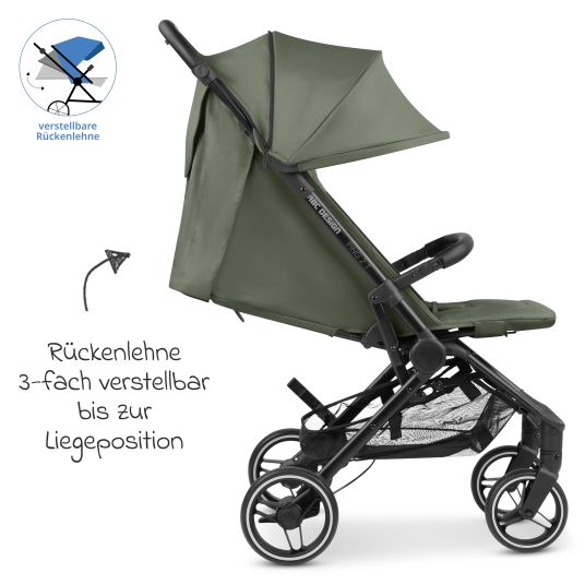 ABC Design Passeggino e carrozzina Ping Two Trekking incl. Reboarder Pearl Pro 2 - con posizione reclinabile in piano, navicella e tracolla - Olive