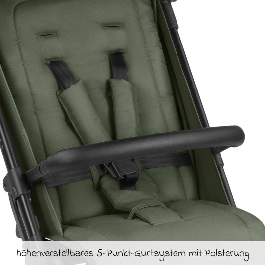 ABC Design Passeggino e carrozzina Ping Two Trekking incl. Reboarder Pearl Pro 2 - con posizione reclinabile in piano, navicella e tracolla - Olive