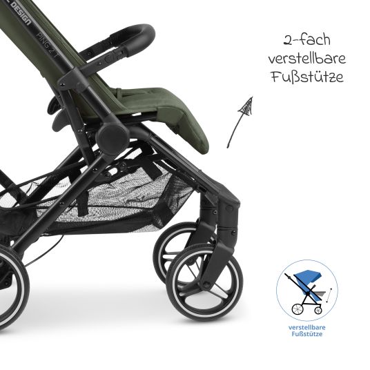 ABC Design Buggy & pushchair Ping Two Trekking incl. Reboarder Pearl Pro 2 - with flat reclining position, carrycot & shoulder strap - Olive