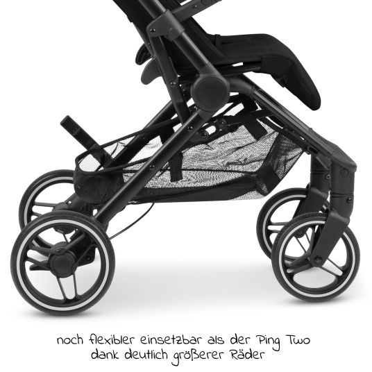 ABC Design Buggy & Sportwagen Ping Two Trekking mit flacher Liegeposition, Transporttasche und Tragegurt - Ink