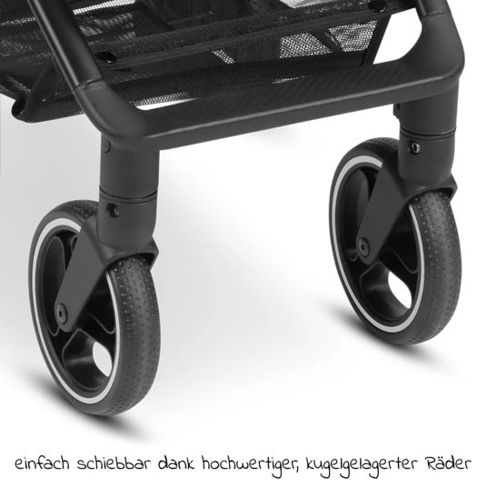 ABC Design Ping Two Trekking passeggino e carrozzina con posizione reclinabile in piano, navicella, tracolla, portabicchieri e parapioggia - Ink