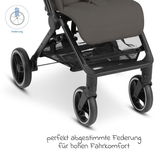 ABC Design Buggy & Sportwagen Ping Two Trekking mit flacher Liegeposition, Transporttasche und Tragegurt - Cloud