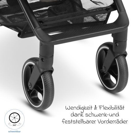 ABC Design Buggy & Sportwagen Ping Two Trekking mit flacher Liegeposition, Transporttasche und Tragegurt - Cloud