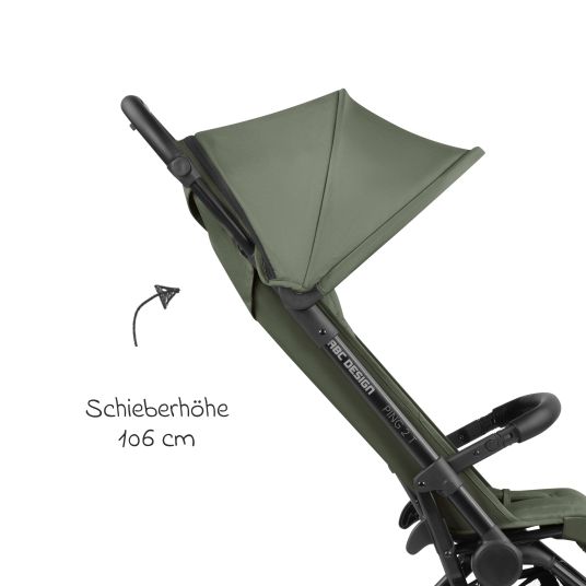 ABC Design Buggy & pushchair Ping Two Trekking with flat reclining position, carrycot and shoulder strap - Olive