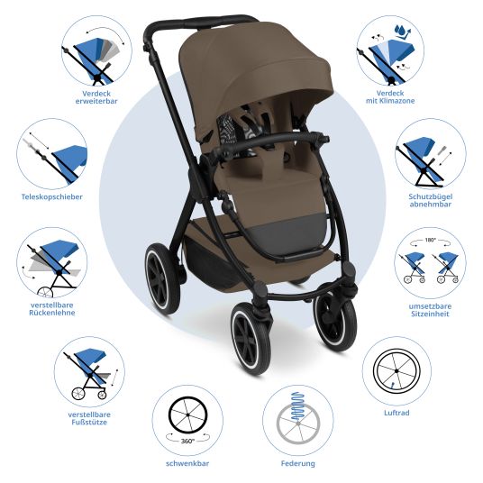 ABC Design Buggy & pushchair Samba 2 with sports seat (from approx. 9 months) - Dark Brown