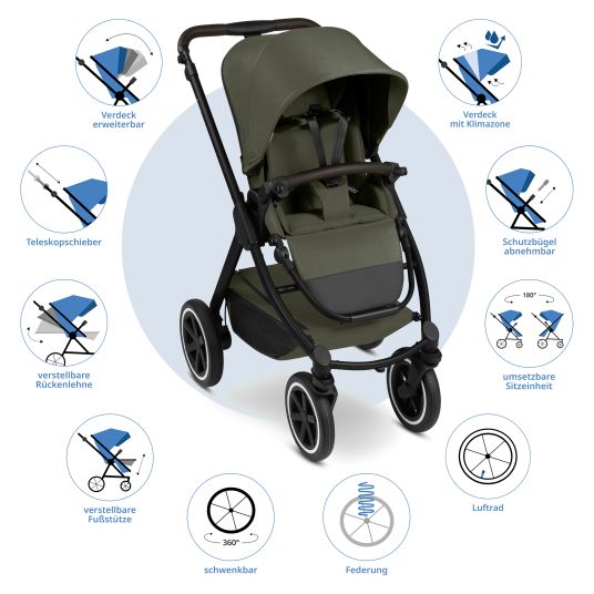 ABC Design Buggy & pushchair Samba 2 with sports seat (from approx. 9 months) - Pure - Avocado