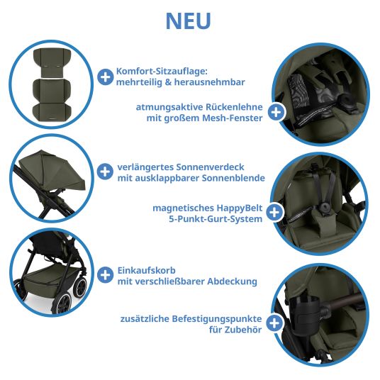 ABC Design Buggy & pushchair Samba 2 with sports seat (from approx. 9 months) - Pure - Avocado