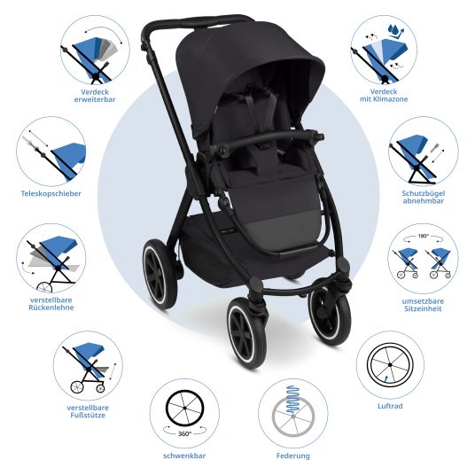 ABC Design Buggy & pushchair Samba 2 with sports seat (from approx. 9 months) - Pure - Coal