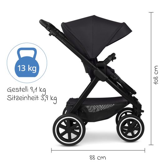 ABC Design Passeggino Samba 2 con seggiolino sportivo (a partire da circa 9 mesi) - Pure - Coal