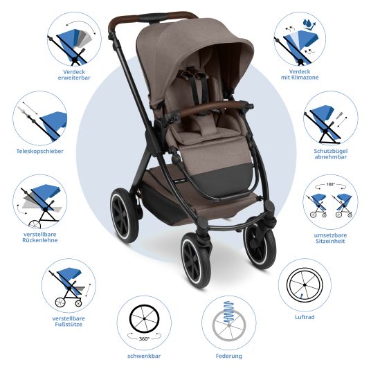 ABC Design Passeggino Samba 2 con seggiolino sportivo (a partire da circa 9 mesi) - Pure - Nature