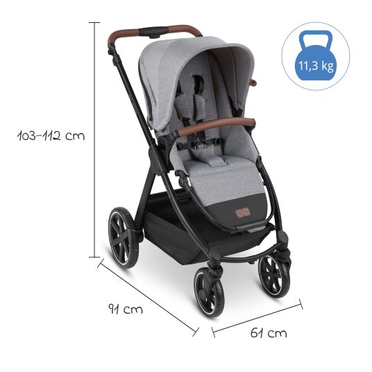 ABC Design Passeggino e carrozzina Swing fino a 22 kg di portata con seggiolino sportivo e maniglione telescopico - Latta