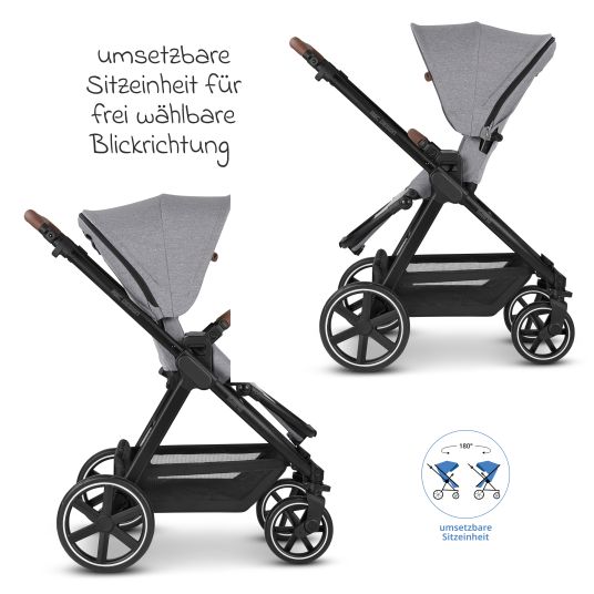 ABC Design Passeggino e carrozzina Swing fino a 22 kg di portata con seggiolino sportivo e maniglione telescopico - Latta