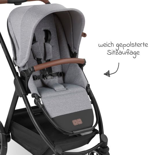 ABC Design Passeggino e carrozzina Swing fino a 22 kg di portata con seggiolino sportivo e maniglione telescopico - Latta