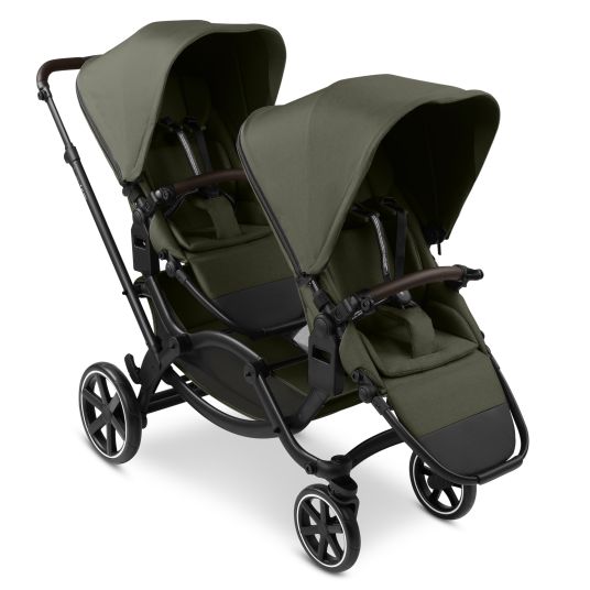 ABC Design Passeggino fratellare e passeggino gemellare Zoom 2 con 2 sedute sportive, 2 cuscini a cuneo e 2 inserti - Pure - Avocado