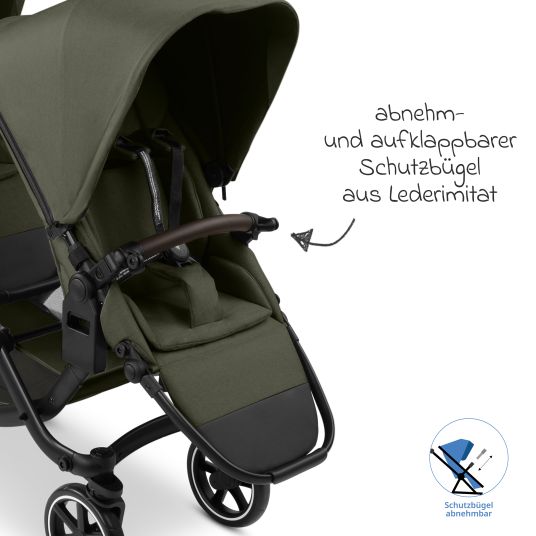 ABC Design Passeggino fratellare e passeggino gemellare Zoom 2 con 2 sedute sportive, 2 cuscini a cuneo e 2 inserti - Pure - Avocado