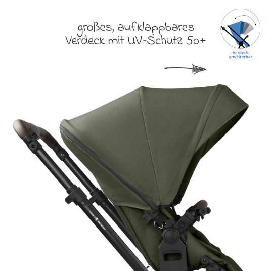 ABC Design Geschwisterwagen & Zwillingskinderwagen Zoom 2 inkl. 2 Sportsitze, 2x Keilkissen & 2x Einlagen - Pure - Avocado