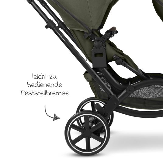 ABC Design Passeggino fratellare e passeggino gemellare Zoom 2 con 2 sedute sportive, 2 cuscini a cuneo e 2 inserti - Pure - Avocado