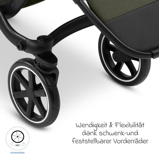 ABC Design Passeggino fratellare e passeggino gemellare Zoom 2 con 2 sedute sportive, 2 cuscini a cuneo e 2 inserti - Pure - Avocado