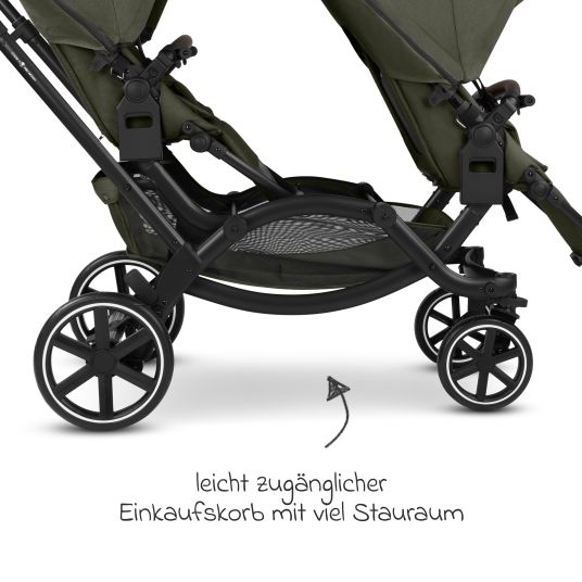 ABC Design Geschwisterwagen & Zwillingskinderwagen Zoom 2 inkl. 2 Sportsitze, 2x Keilkissen & 2x Einlagen - Pure - Avocado