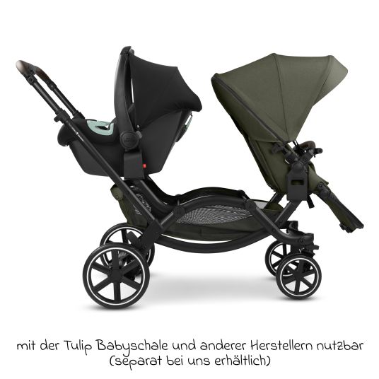 ABC Design Sibling baby carriage & twin baby carriage Zoom 2 incl. 2 sports seats, 2x wedge cushions & 2x inserts - Pure - Avocado