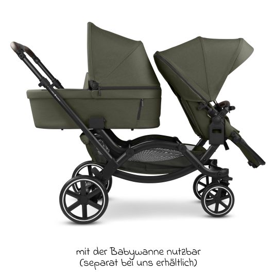 ABC Design Passeggino fratellare e passeggino gemellare Zoom 2 con 2 sedute sportive, 2 cuscini a cuneo e 2 inserti - Pure - Avocado