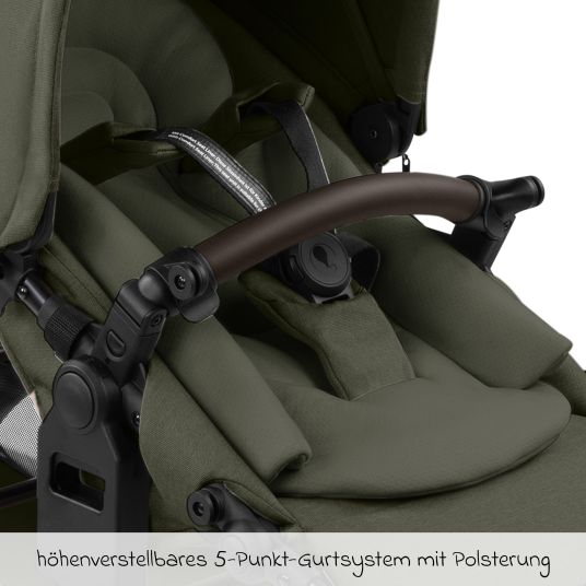 ABC Design Sibling baby carriage & twin baby carriage Zoom 2 incl. 2 sports seats, 2x wedge cushions & 2x inserts - Pure - Avocado