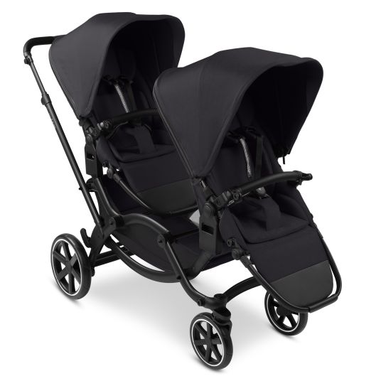 ABC Design Passeggino fratellare e passeggino gemellare Zoom 2 con 2 sedute sportive, 2 cuscini a cuneo e 2 inserti - Pure - Carbone