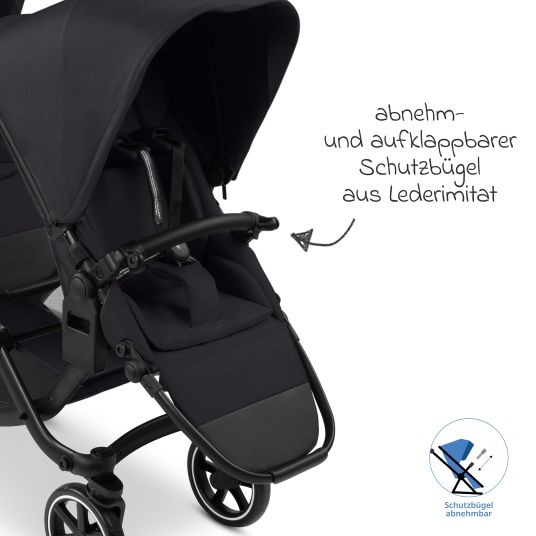 ABC Design Sibling baby carriage & twin baby carriage Zoom 2 incl. 2 sports seats, 2x wedge cushions & 2x inserts - Pure - Coal