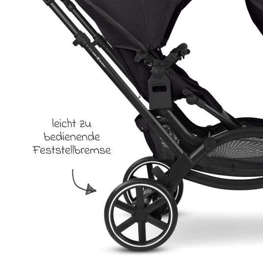 ABC Design Passeggino fratellare e passeggino gemellare Zoom 2 con 2 sedute sportive, 2 cuscini a cuneo e 2 inserti - Pure - Carbone