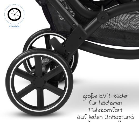 ABC Design Geschwisterwagen & Zwillingskinderwagen Zoom 2 inkl. 2 Sportsitze, 2x Keilkissen & 2x Einlagen - Pure - Coal