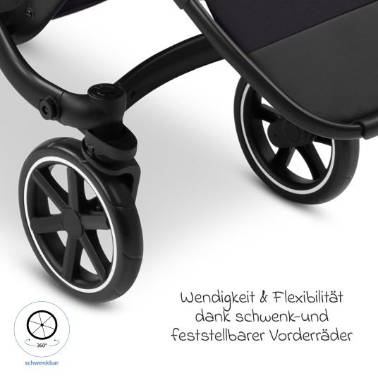 ABC Design Sibling baby carriage & twin baby carriage Zoom 2 incl. 2 sports seats, 2x wedge cushions & 2x inserts - Pure - Coal