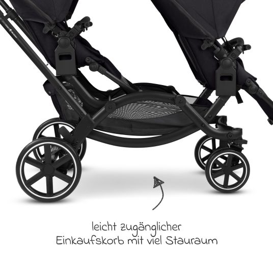 ABC Design Passeggino fratellare e passeggino gemellare Zoom 2 con 2 sedute sportive, 2 cuscini a cuneo e 2 inserti - Pure - Carbone