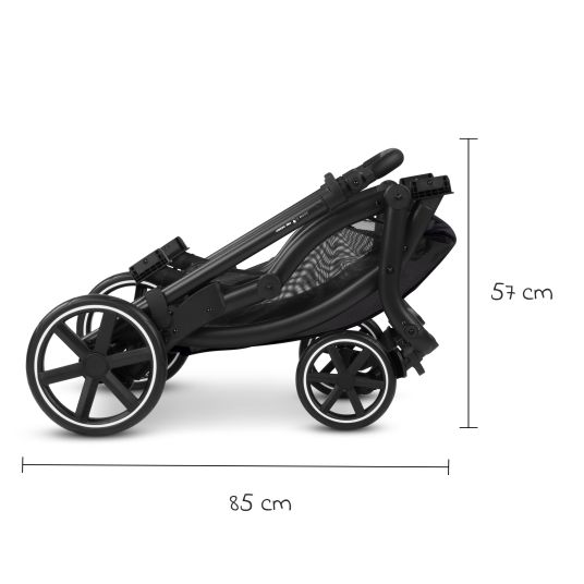 ABC Design Sibling baby carriage & twin baby carriage Zoom 2 incl. 2 sports seats, 2x wedge cushions & 2x inserts - Pure - Coal