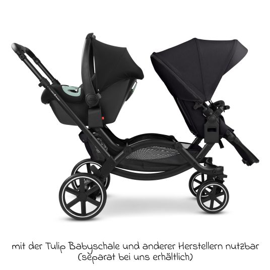 ABC Design Sibling baby carriage & twin baby carriage Zoom 2 incl. 2 sports seats, 2x wedge cushions & 2x inserts - Pure - Coal