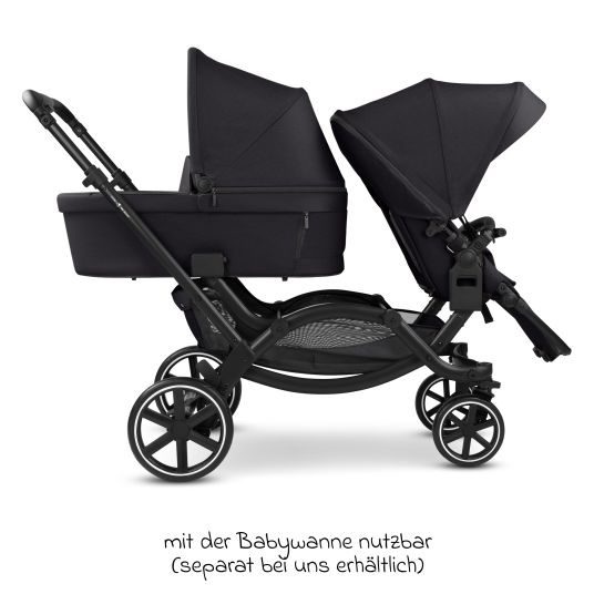 ABC Design Sibling baby carriage & twin baby carriage Zoom 2 incl. 2 sports seats, 2x wedge cushions & 2x inserts - Pure - Coal