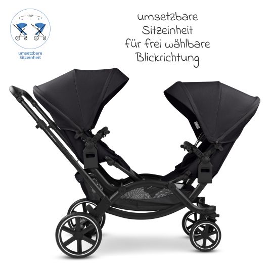 ABC Design Sibling baby carriage & twin baby carriage Zoom 2 incl. 2 sports seats, 2x wedge cushions & 2x inserts - Pure - Coal