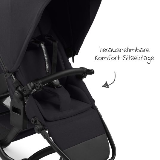 ABC Design Sibling baby carriage & twin baby carriage Zoom 2 incl. 2 sports seats, 2x wedge cushions & 2x inserts - Pure - Coal