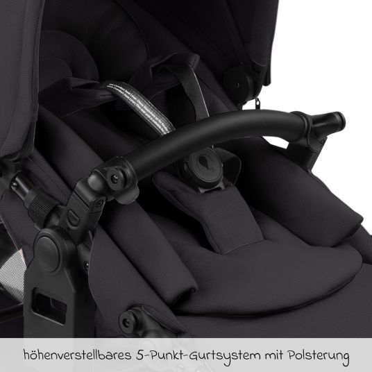 ABC Design Sibling baby carriage & twin baby carriage Zoom 2 incl. 2 sports seats, 2x wedge cushions & 2x inserts - Pure - Coal