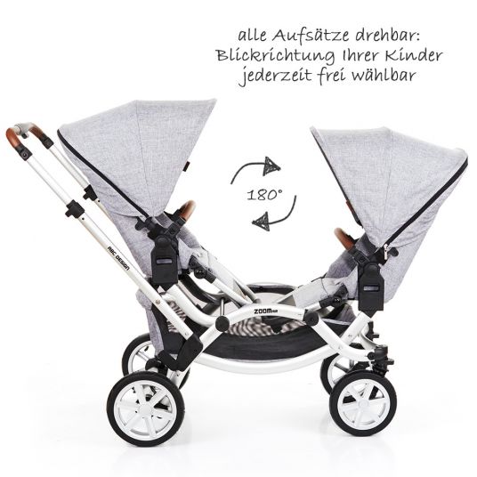 ABC Design Geschwisterwagen & Zwillingskinderwagen Zoom Air - Graphite Grey