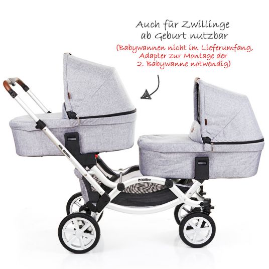 ABC Design Geschwisterwagen & Zwillingskinderwagen Zoom Air - Graphite Grey