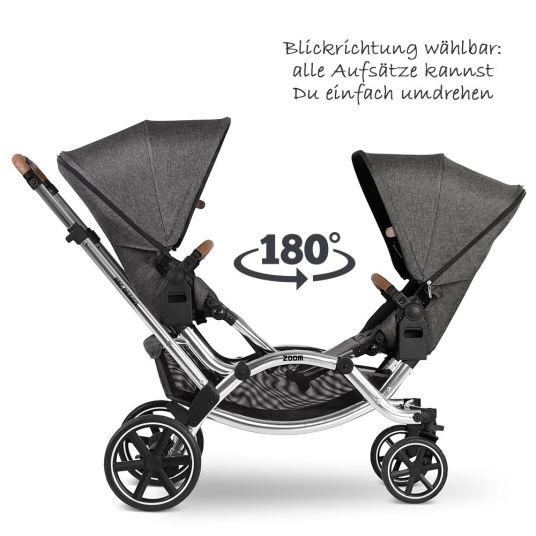 ABC Design Geschwisterwagen & Zwillingskinderwagen Zoom - Diamond Edition - Asphalt