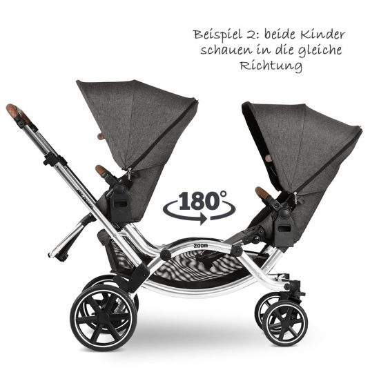 ABC Design Geschwisterwagen & Zwillingskinderwagen Zoom - Diamond Edition - Asphalt