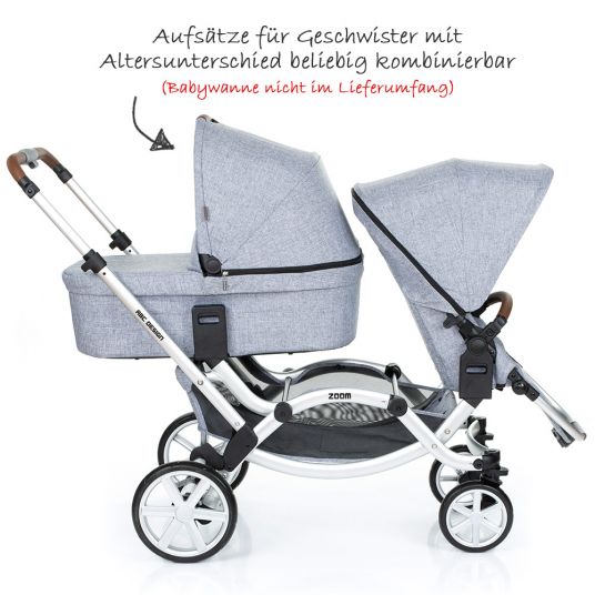 ABC Design Geschwisterwagen & Zwillingskinderwagen Zoom - Graphite Grey